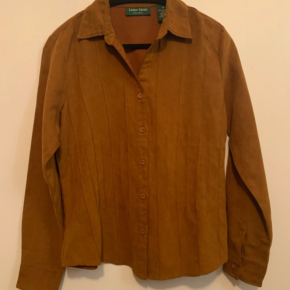 Lemon Grass Studio Polyester Faux Suede Button Up